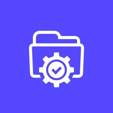 Project management icon with a folder, vector Stock Illustration