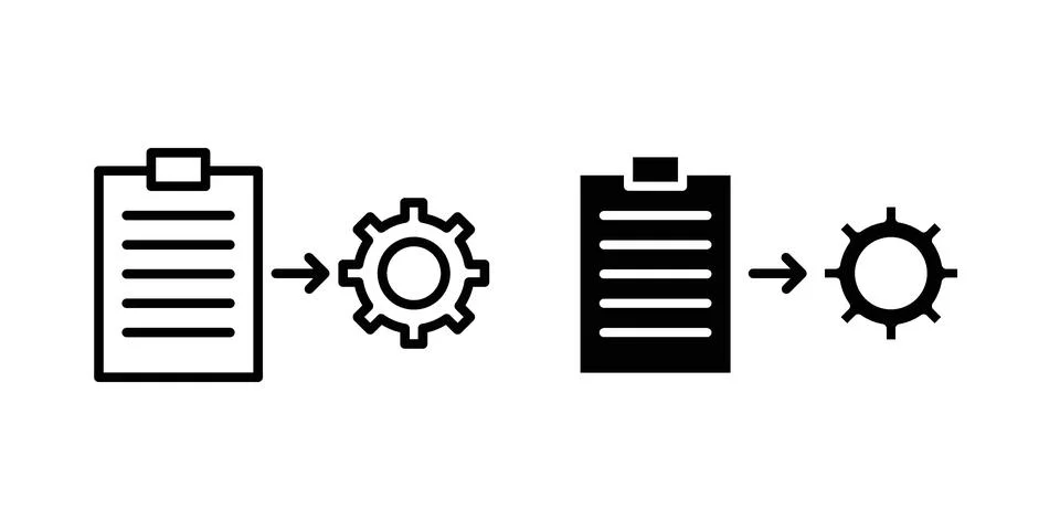 Project management icon linear versions pack on white background Stock Illustration