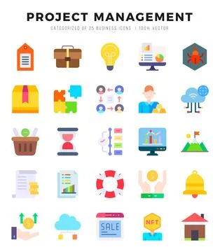 Project Management Icon Pack 25 Vector Symbols for Web Design. Stockillustratie