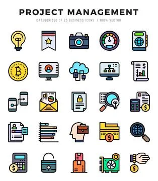 Project Management Icon Pack 25 Vector Symbols for Web Design. イラスト素材