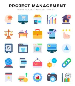 Project Management icon pack for your website. mobile. presentation. and lo.. Stock Illustration