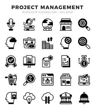Project Management icon pack for your website. mobile. presentation. and lo.. Stock Illustration