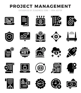 Project Management icon pack for your website. mobile. presentation. and lo.. Stock Illustration