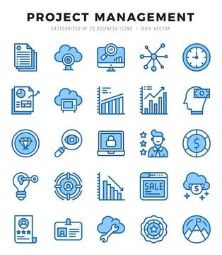 Project Management icon pack for your website. mobile. presentation. and lo.. Stock Illustration