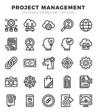 Project Management icon pack for your website. mobile. presentation. and lo.. Stock Illustration