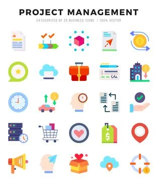 Project Management icon pack for your website. mobile. presentation. and lo.. Stock Illustration