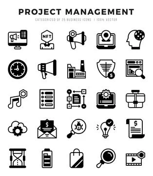 Project Management icon pack for your website. mobile. presentation. and lo.. Stock Illustration