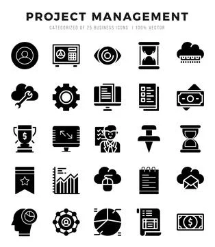 Project Management icon pack for your website. mobile. presentation. and lo.. Stock Illustration