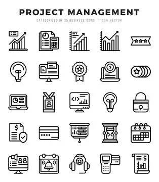 Project Management icon pack for your website. mobile. presentation. and lo.. Stock Illustration