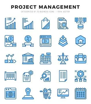 Project Management icon pack for your website. mobile. presentation. and lo.. Stock Illustration