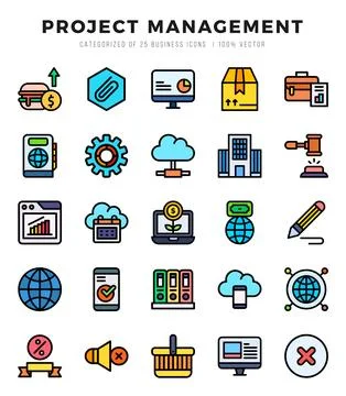 Project Management icon pack for your website. mobile. presentation. and lo.. Stock Illustration