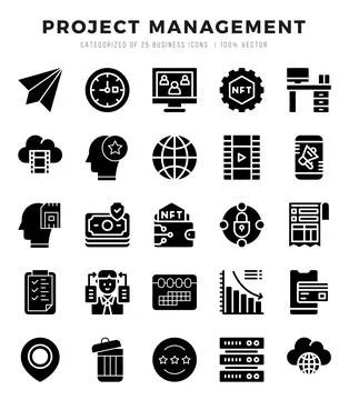 Project Management icon pack for your website. mobile. presentation. and lo.. Stock Illustration