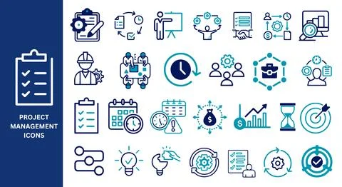 Project Management Icon Set. Ideas, Time management, planning. Stock-Illustration