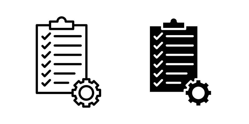 Project management icon vector concepts, line and silhouette style Stock Illustration