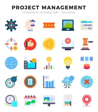 Project Management Icons bundle. Flat style Icons. Vector illustration. Stock Illustration