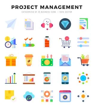 Project Management Icons bundle. Flat style Icons. Vector illustration. Stock Illustration