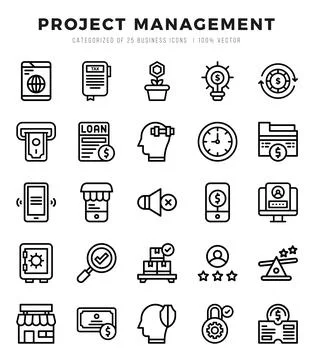 Project Management Icons bundle. Lineal style Icons. Vector illustration. Stock Illustration