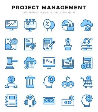 Project Management Icons bundle. Two Color style Icons. Vector illustration. 스톡 일러스트