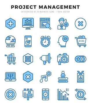 Project Management Icons bundle. Two Color style Icons. Vector illustration. Stock Illustration