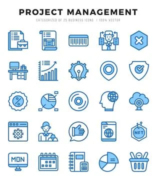 Project Management Icons bundle. Two Color style Icons. Vector illustration. Stock-Illustration