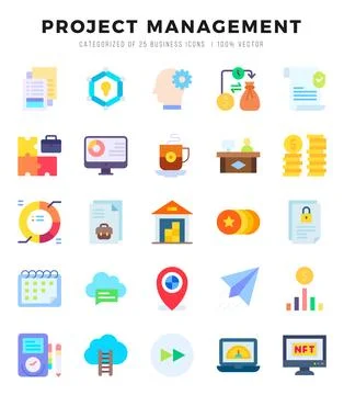 Project Management Icons Pack Flat Style. Vector illustration. Stock Illustration
