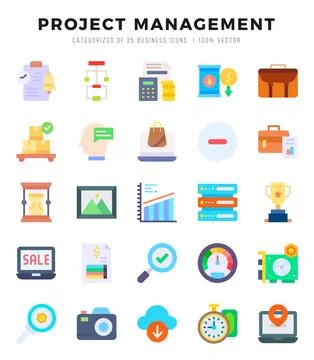 Project Management Icons Pack Flat Style. Vector illustration. Stock-Illustration