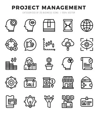 Project Management Icons Pack Lineal Style. Vector illustration. Stock Illustration
