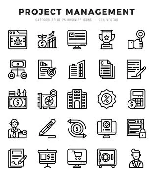 Project Management Icons Pack. Lineal icons set. Lineal icon collection set. 스톡 일러스트