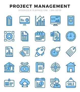 Project Management Icons Pack Two Color Style. Vector illustration. イラスト素材