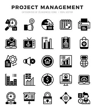 Project Management icons set. Collection of simple Lineal Filled web icons. Stock-Illustration