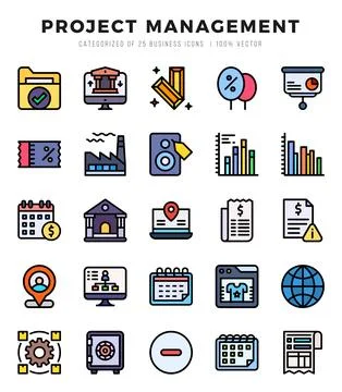 Project Management icons set. Collection of simple Lineal Color web icons. Stock Illustration