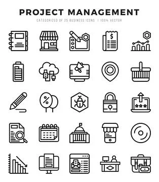 Project Management icons set. Collection of simple Lineal web icons. Stock Illustration