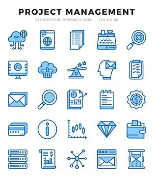 Project Management icons set. Collection of simple Two Color web icons. Stock Illustration