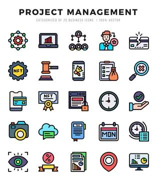 Project Management icons set. Collection of simple Lineal Color web icons. Stock Illustration