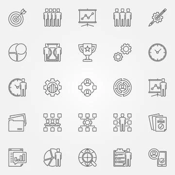 Project management icons set Stock Illustration