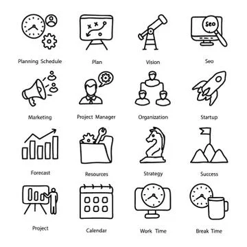 Project Management Icons Set Stock Illustration