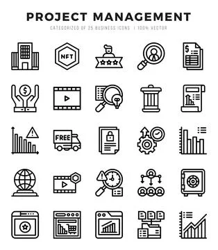Project Management icons set for website and mobile site and apps. Stock Illustration