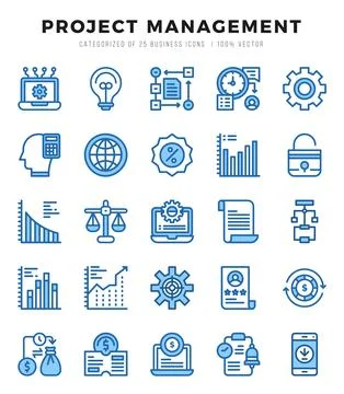 Project Management icons set for website and mobile site and apps. Stock Illustration
