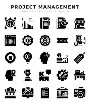 Project Management icons set for website and mobile site and apps. Ilustración de archivo