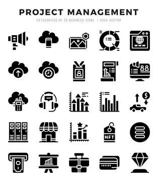 Project Management icons set for website and mobile site and apps. Stock Illustration