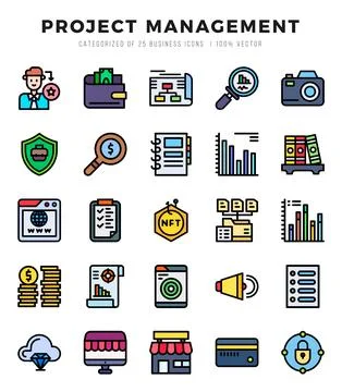 Project Management icons set for website and mobile site and apps. Stockillustratie