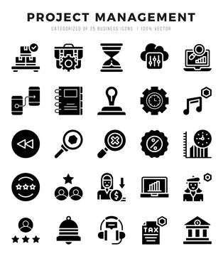 Project Management icons set for website and mobile site and apps. Stock Illustration