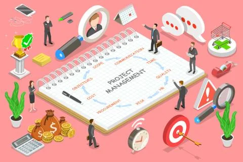 Project management isometric flat vector conceptual illustration. Stock Illustration