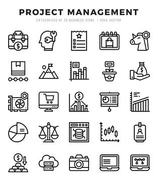 Project Management. Lineal icons Pack. vector illustration. Stock Illustration