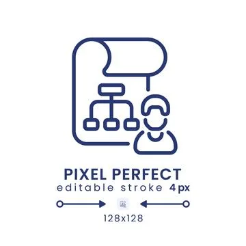 Project management linear desktop icon Illustrazione stock