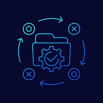 Project management linear icon with a folder Stock-Illustration