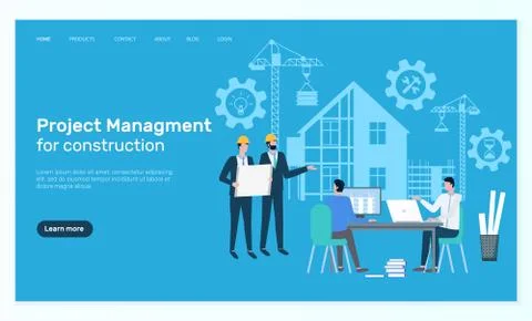 Project Management, Managers at Construction Web 스톡 일러스트