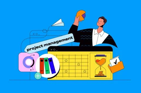 Project Management Modern Flat Illustration Stock Illustration