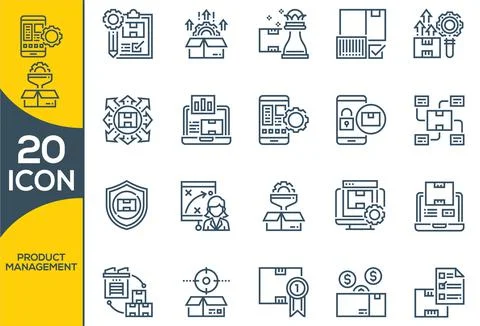 Project Management Outline Vector Icons. Modern Flat Thin line icon set in co 스톡 일러스트