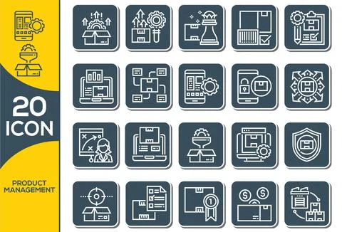 Project Management Outline Vector Icons. Modern Flat Thin line icon set in co Stock Illustration
